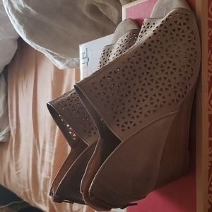 Violet & Red Sasha Peep Toe Wedges